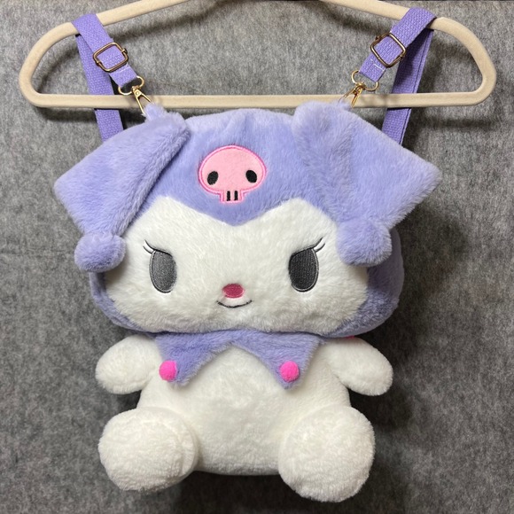 Sanrio Handbags - Sanrio Kuromi Plush Backpack Shoulder Bag Plushie Kawaii Purple White
